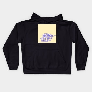 Blue Mushrooms (Yellow Backdrop) Kids Hoodie